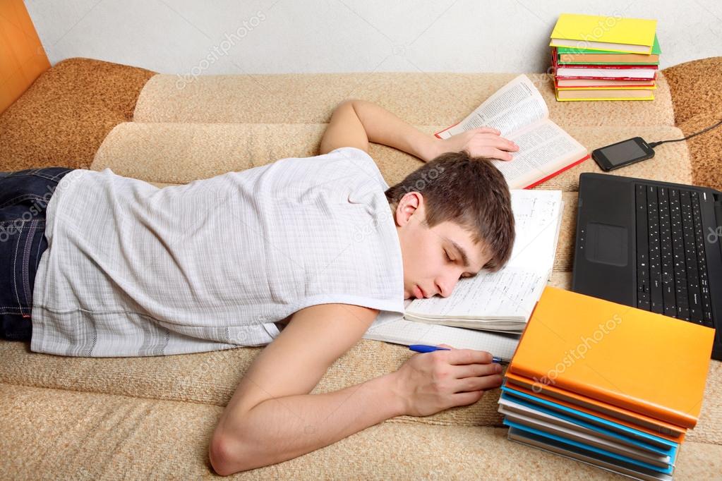 Teenager sleeps after Learning