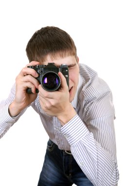 genç fotoğraf makinesi ile