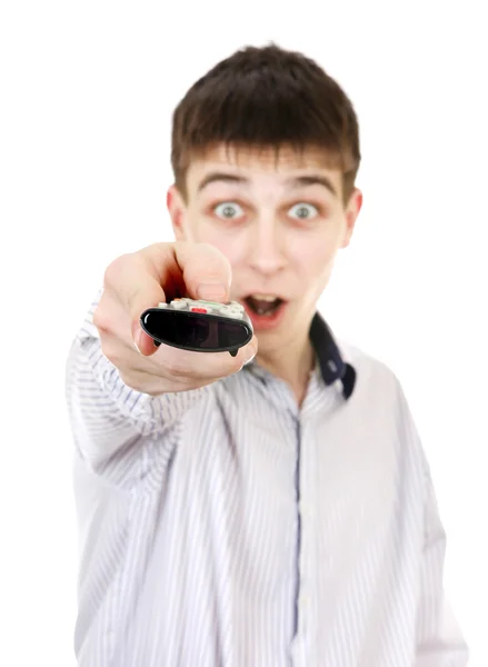 Teenager with Remote Control — Stock Photo, Image