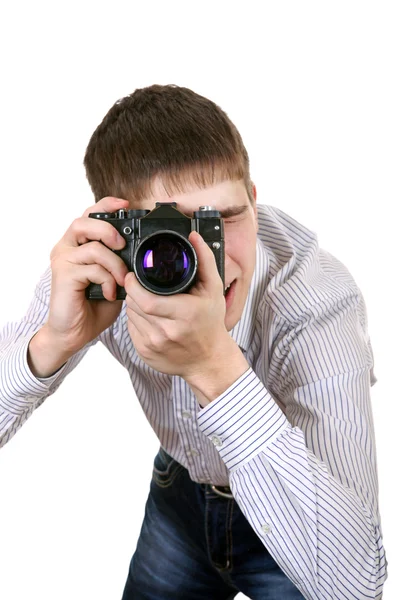 Adolescente com câmera fotográfica — Fotografia de Stock