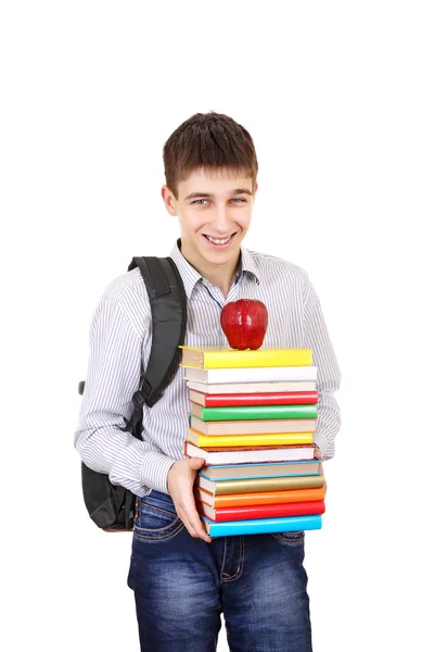 Fröhliche Studentin mit einem Buch — Stockfoto