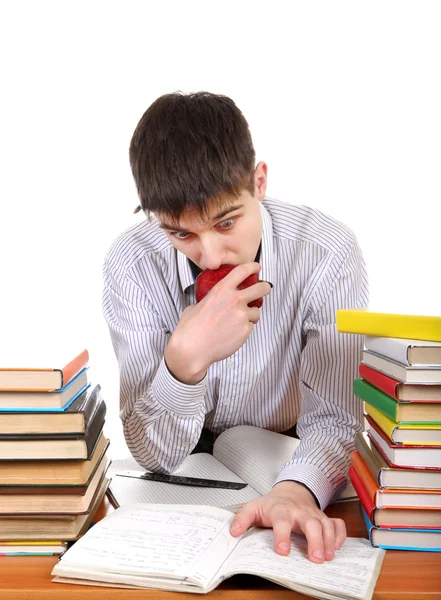 Estudiante con una manzana — Foto de Stock