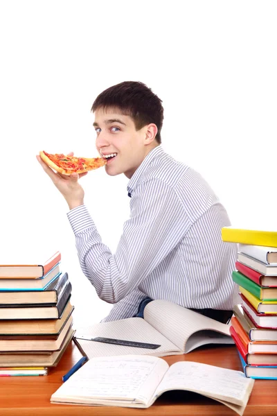 Estudiante con Pizza — Foto de Stock