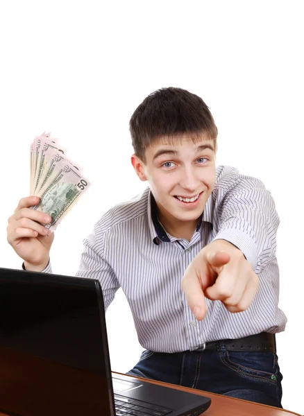 Glücklicher Teenager mit Geld — Stockfoto