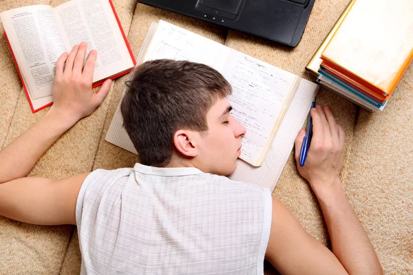 Teenager sleeps on the Books — Stock Photo, Image
