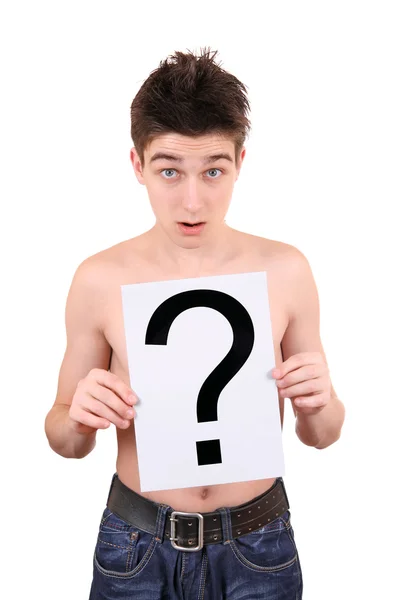 Teenager holds Question Mark — Stock Photo, Image