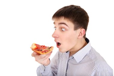sürpriz genç pizza ile