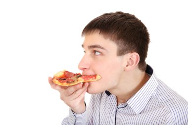 Genç pizza ile