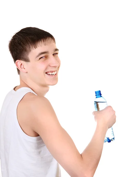 Genç şişe su ile — Stok fotoğraf