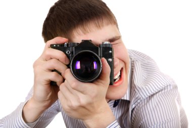 genç fotoğraf makinesi ile