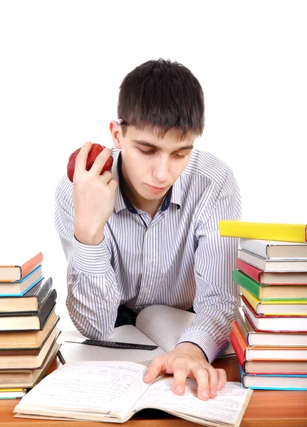 Studente con una mela — Foto Stock