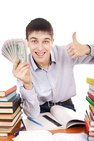 Studente con un denaro — Foto Stock