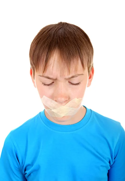 Sad Kid with Sealed Mouth — Stock Photo, Image