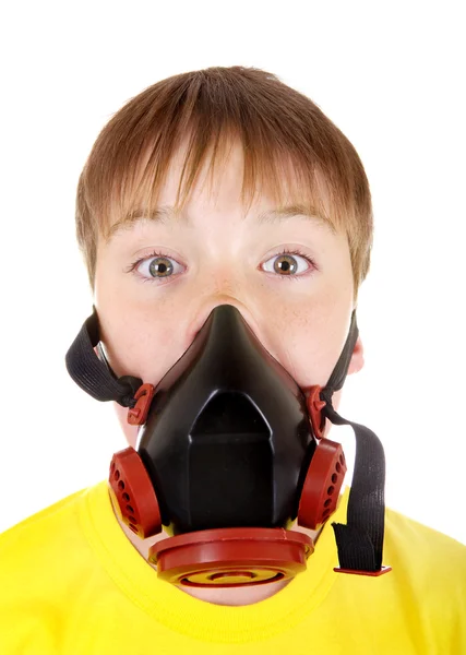 Ragazzo in maschera a gas — Foto Stock