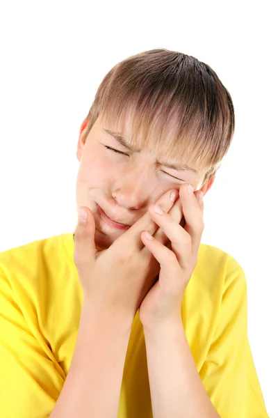 Miúdo sente dor de dente — Fotografia de Stock