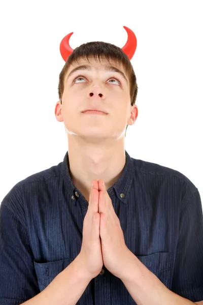 Teenager with Devil Horns — Stock Photo, Image