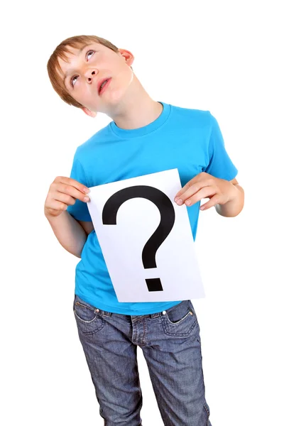 Kid holds Question Mark — Stock Photo, Image