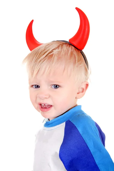 Bambino con le corna del diavolo — Foto Stock