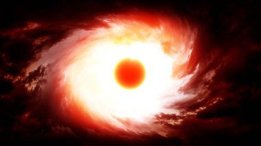 Bulanık Bulutlu Kırmızı Soyut Çember Bulutlu Kasırga