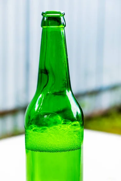 Opened Bottle Beer Street Closeup — Stock Photo, Image