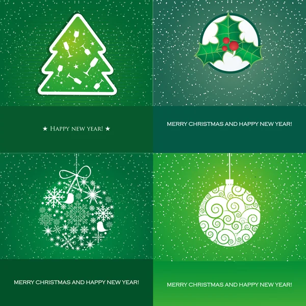 Zestaw czterech wektor kartki z elementami Boże Narodzenie — Wektor stockowy