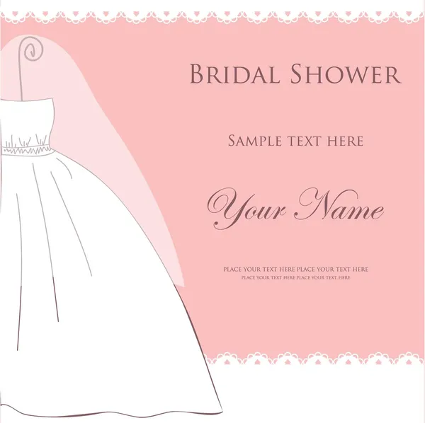 Gelin duş veya düğün davetiye kartı pembe bir arka plan üzerinde gelin elbise ile