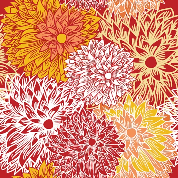 Bloemen naadloos patroon in herfstkleuren — Stockvector