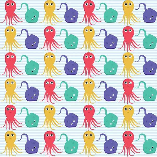 Seamless pattern with octopus and ramp. Easy editable. — Stock Vector