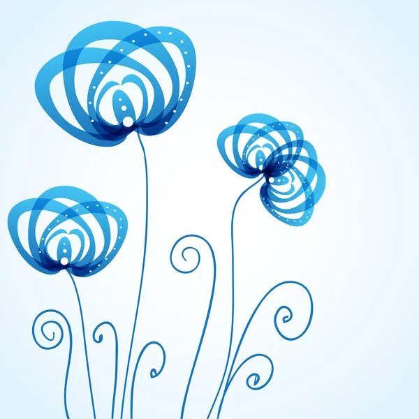 Blauwe bloemen achtergrond met abstracte bloemen — Stockvector