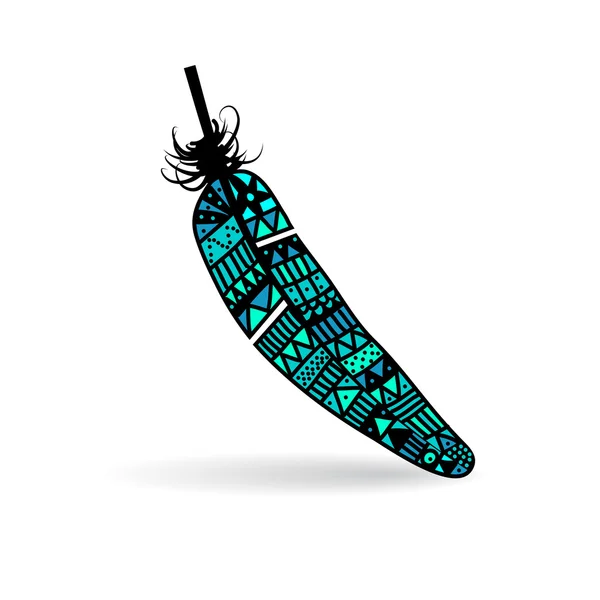 Illustration vectorielle de plumes aztèques dessinée à la main . — Image vectorielle