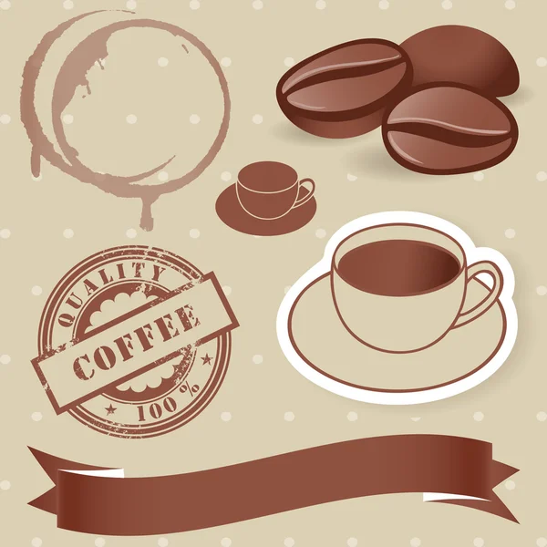 Conjunto vectorial de elementos de café vintage . — Archivo Imágenes Vectoriales