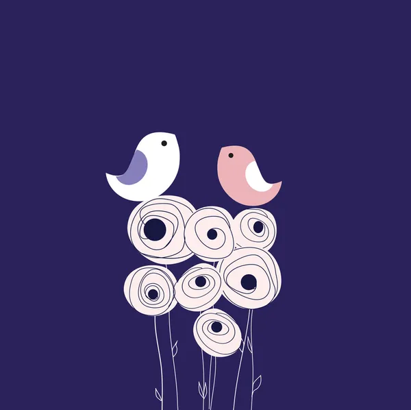 Pájaros pareja enamorada. — Vector de stock