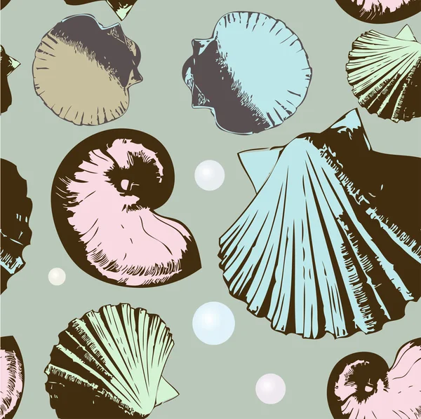 Vintage multicolored shells — Stock Vector