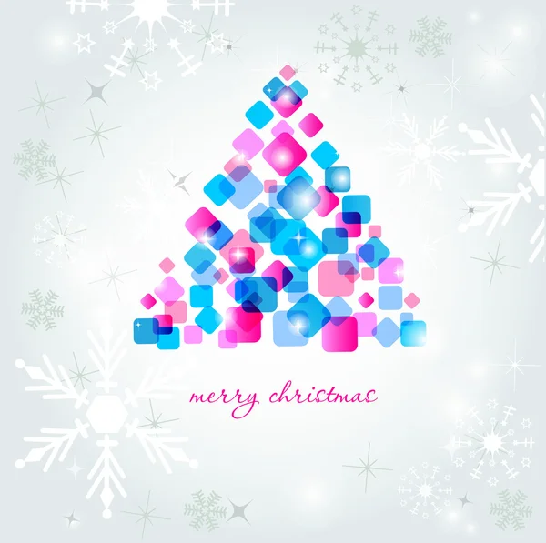Arbre de Noël multicolore abstrait sur le fond gelé . — Image vectorielle