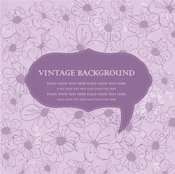 Vintage floral achtergrond met violette bloemen en frame — Stockvector