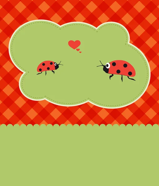 Ladybird op het groene gras. — Stockvector
