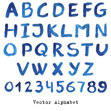 El çizimi mürekkep alfabesi. Vektör biçimi