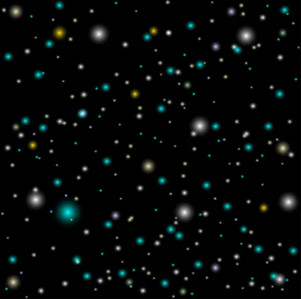 Estrellas y luciérnagas en el cielo nocturno. Fondo sin costura abstracto — Vector de stock