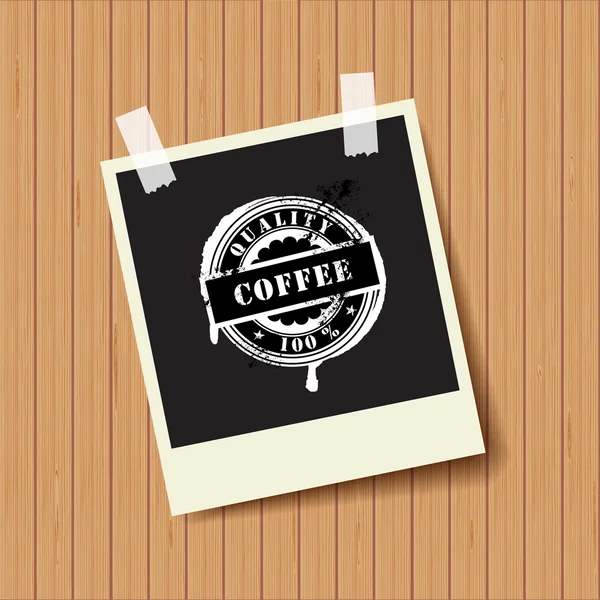 Black photo frame with rubber sign "Coffee". — Stock Photo, Image