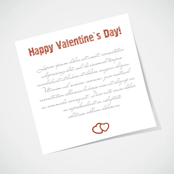 Note collante avec texte d'amour. Valentines fond. — Image vectorielle