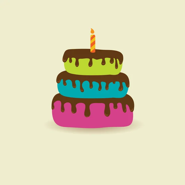 Tarjeta de cumpleaños con lindo pastel y vela — Archivo Imágenes Vectoriales