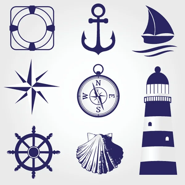 Conjunto de etiquetas náuticas vintage, iconos y elementos de diseño — Archivo Imágenes Vectoriales