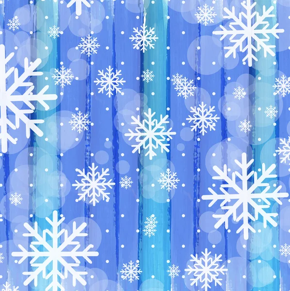 Christmas background with watercolor stripes and snowflakes — Stock Vector