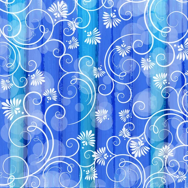 縞模様の水彩画の背景に花柄 — ストックベクタ
