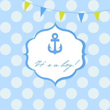 bebek çocuk duş kartı şirin çapa ile