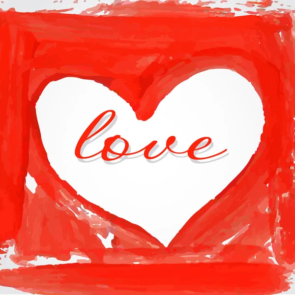 Vackra hälsning årgång hjärtans kort med rött hjärta. — Stock vektor