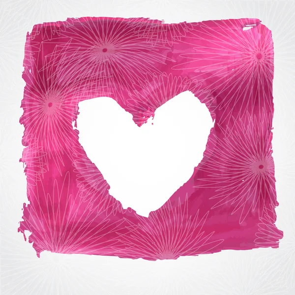 Gyönyörű rózsaszín szív a szüreti Valentin üdvözlőlap. — Stock Vector