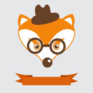 Tilki Melon şapkasını ve tek gözlük, vintage tarzı portre