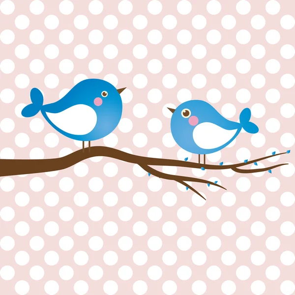 Cute beauty  birds on the tree branch — Stock Vector