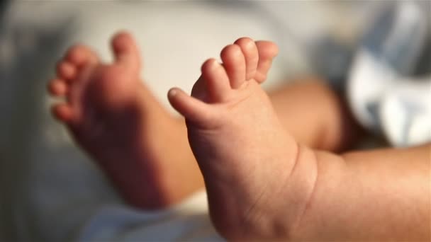 Little feet a newborn baby — Stock Video